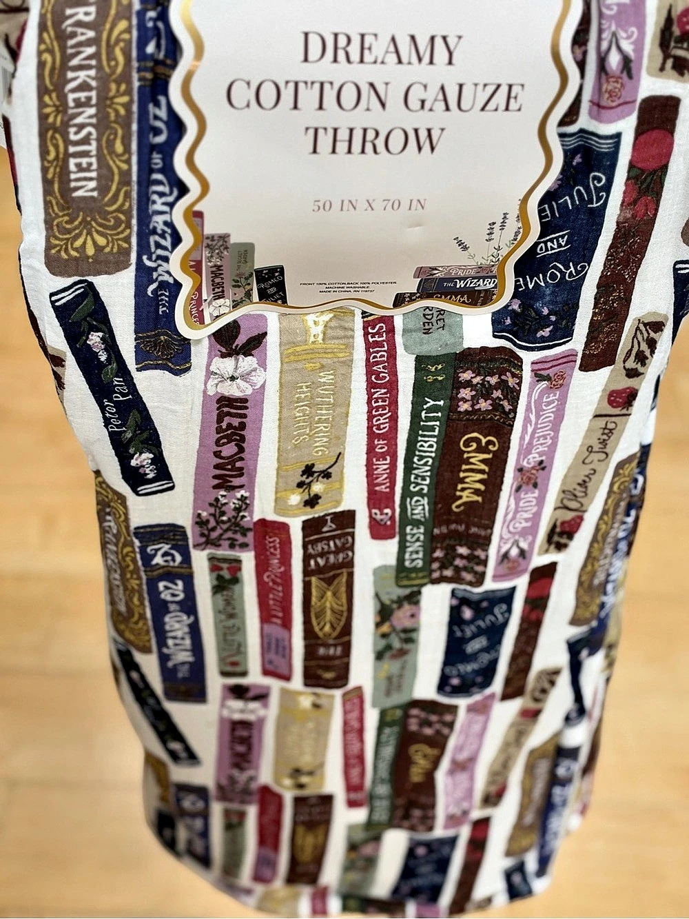 Envogue Literary Books Novel Print Dreamy Cotton Gauze Throw Cotton Throw in